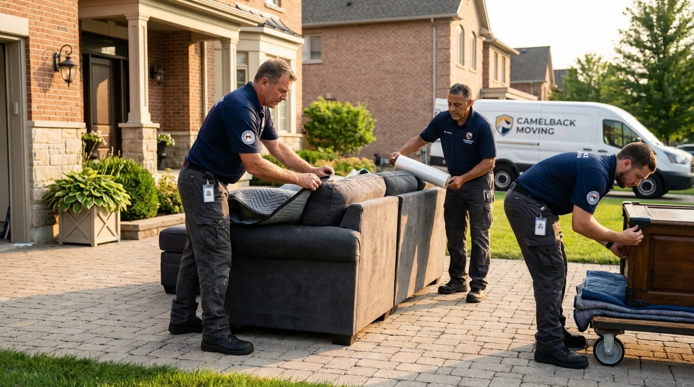 Large estate moving crew wrapping furniture in Adrian, MI